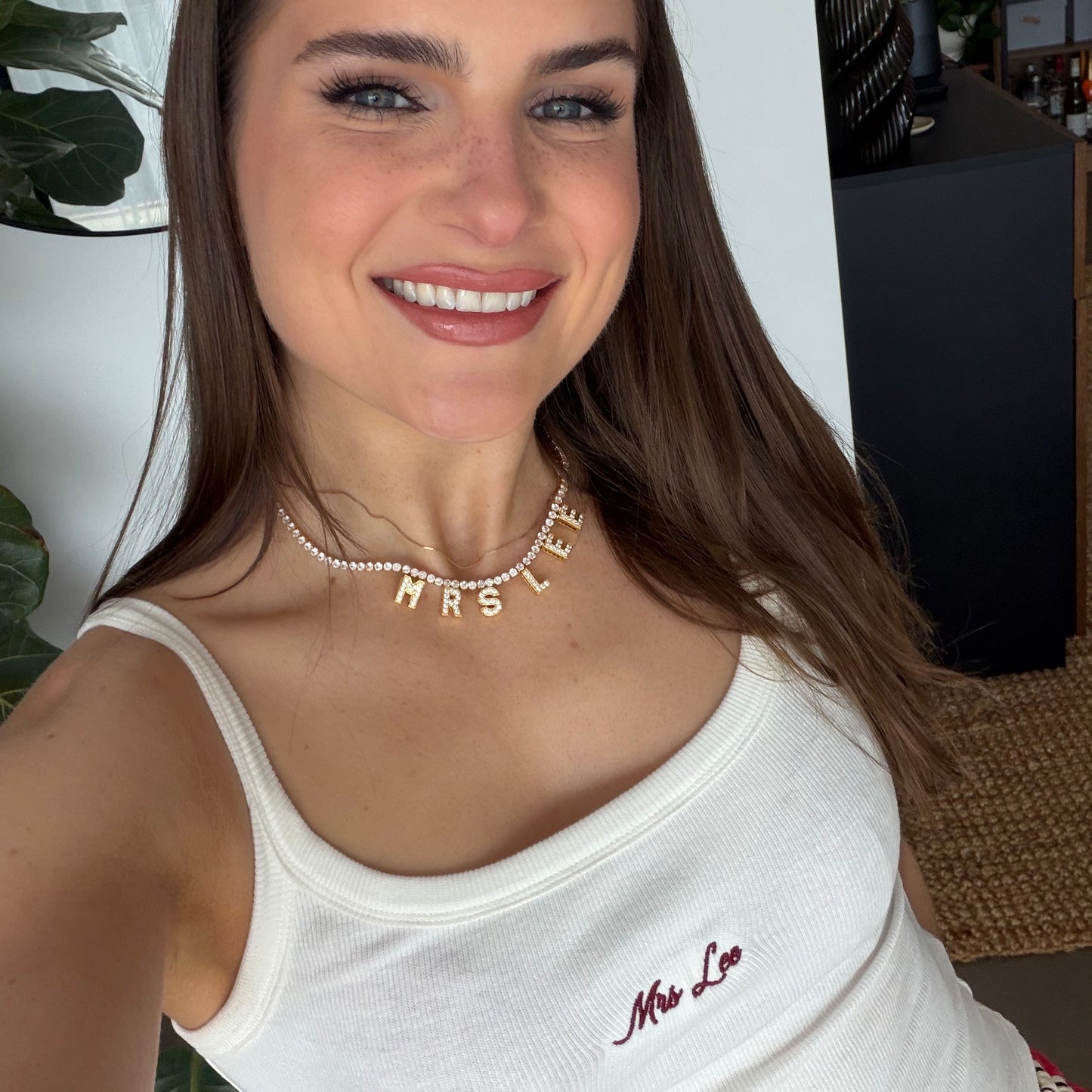 Custom Mrs Singlet + Necklace Set