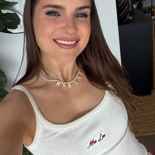 Custom Mrs Singlet + Necklace Set