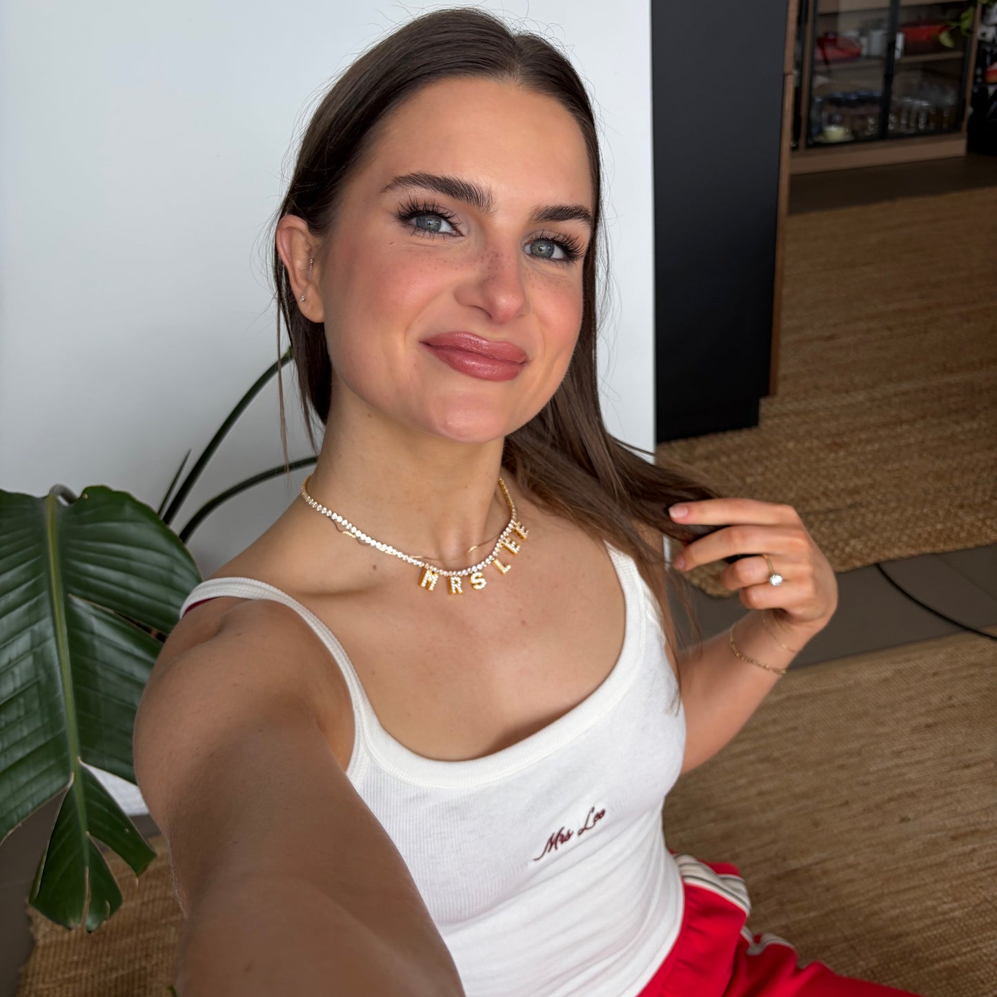 Custom Mrs Singlet + Necklace Set